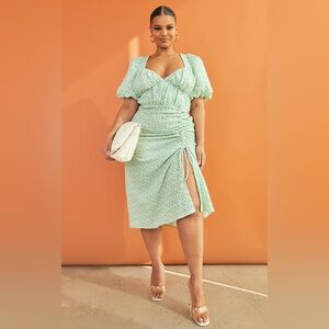 PrettyLittleThing Green Floral Dress